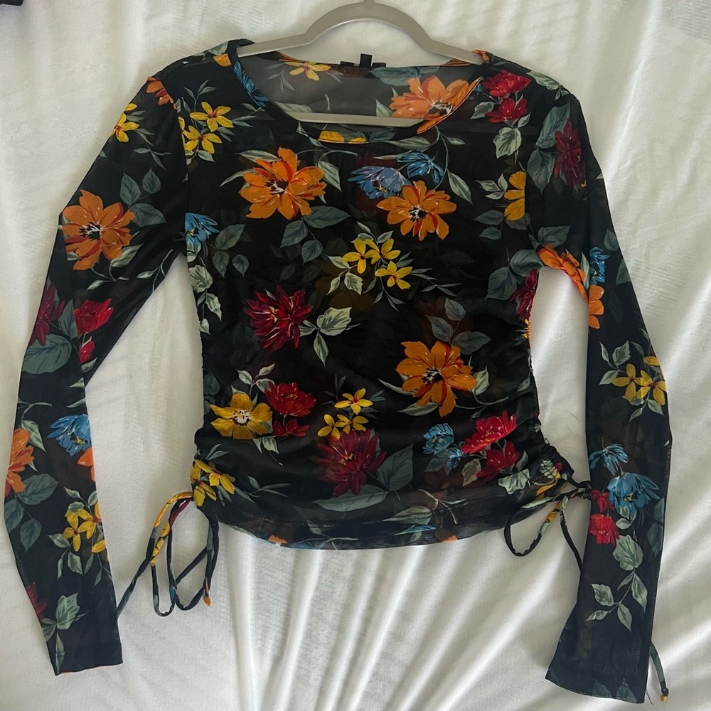 Sheer floral top from fashion nova
